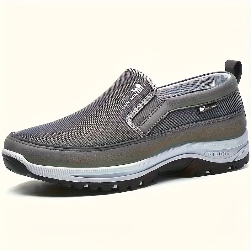 Men's Slip-On Sneakers Fabric Low Top Solid Color Casual Shoes