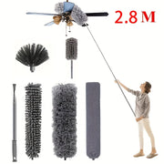 Microfiber Dust Duster Set with Telescopic Pole and Reusable Flexible Dusters