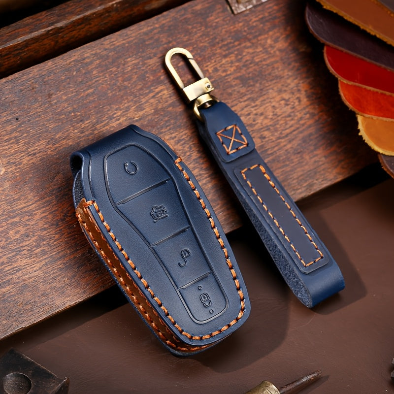 Customized Car Key Fob Cover Leather for SUV Compatible with Multiple Models