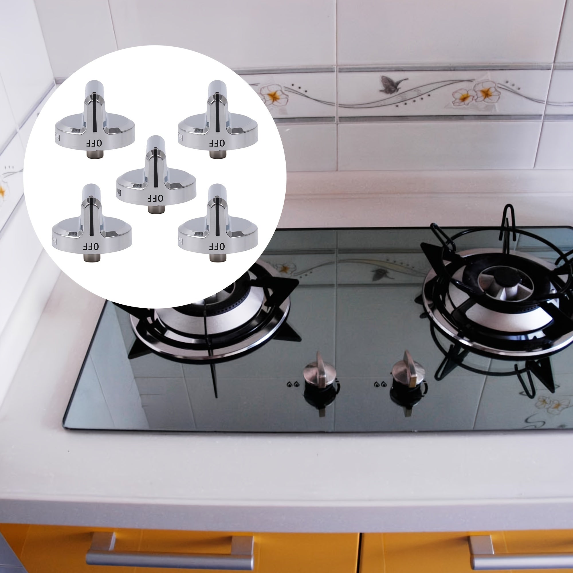 5pcs Stove Control Knob Plastic Replacement for Gas Range Oven 5304502763