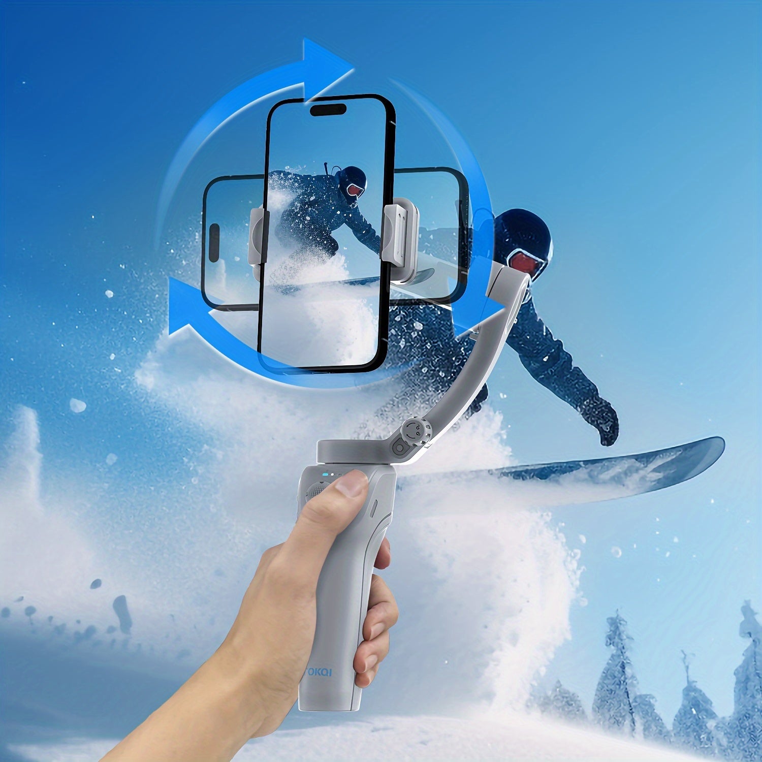 3-akseli smartfon gimbal stabilizatori, ActiveTrack bilan, portativ, yig‘iladigan, videoblog yuritish uchun barqarorlashtiruvchi