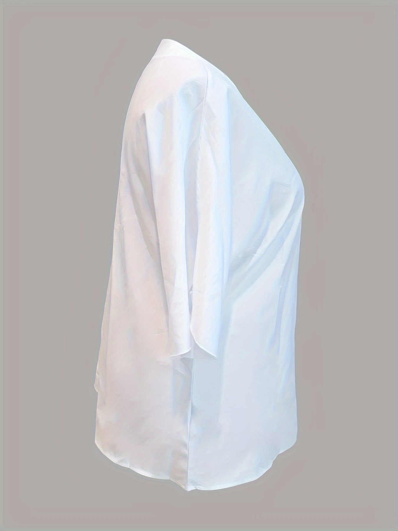 Plus o'lchamli bluz V-shakli bo'yinli, bir rangli yozgi ayollar kiyimlari