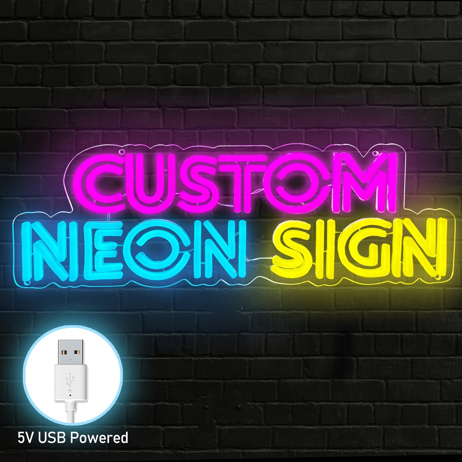 Customizable USB-Powered LED Neon Wall Decor for Weddings Birthdays Home Office Outdoor