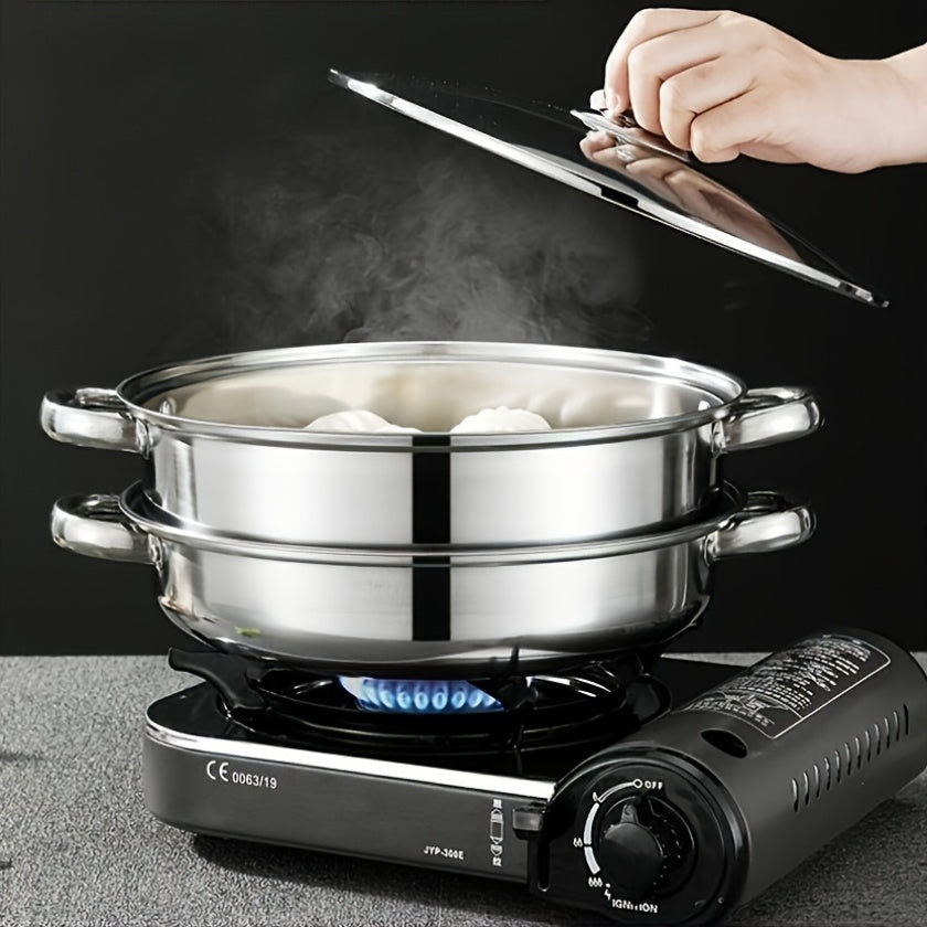 Ikki qatlamli zanglamaydigan po'latdan yasalgan sho'rva qozoni bug'irovchi