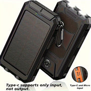 8000mAh Quyosh Energiya Banki USB C va Ikki LED Fleshlight bilan sayohat va tashqarida foydalanish uchun