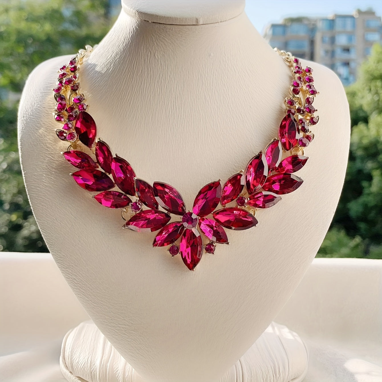 Rhinestone Statement Necklace Chunky Bib Jewelry for Women