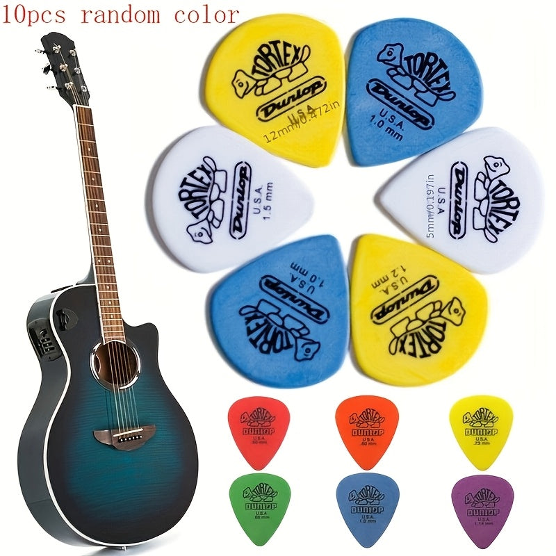 Premium Celluloid Guitar Picks 10-Pack Assorted Colors for Acoustic Electric Bass