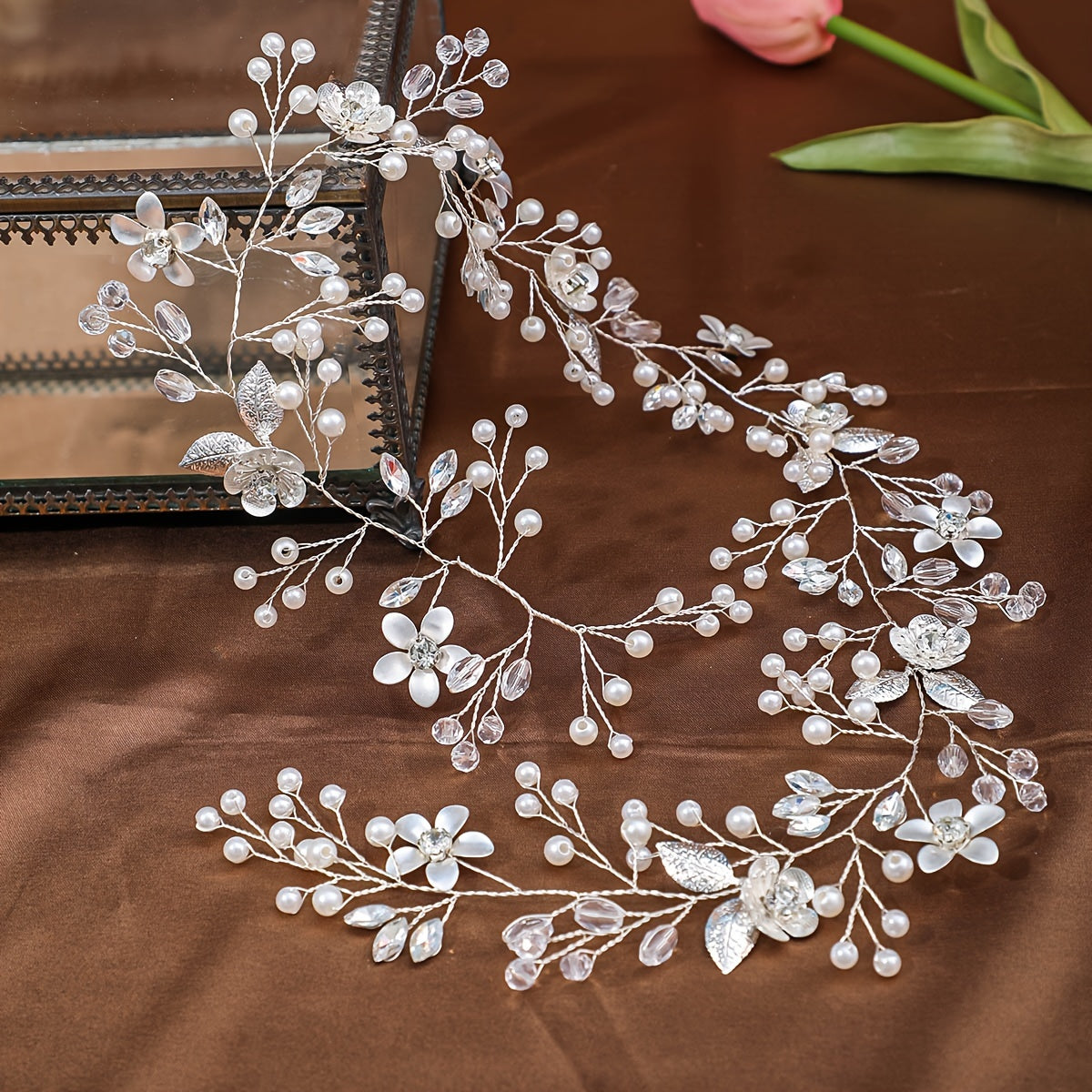 Bridal Hair Vine with Pearls and Rhinestones for Wedding and Bridesmaids