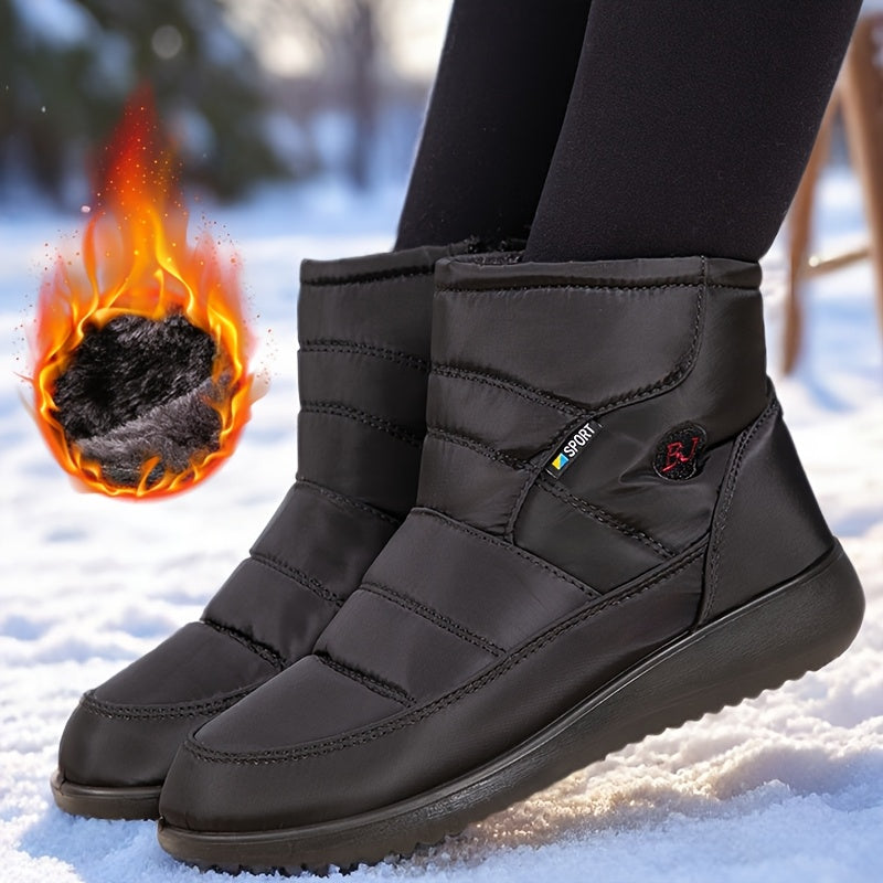 Women's Winter Snow Boots Insulated Cold Weather Ankle Shoes Black Extended Sizes