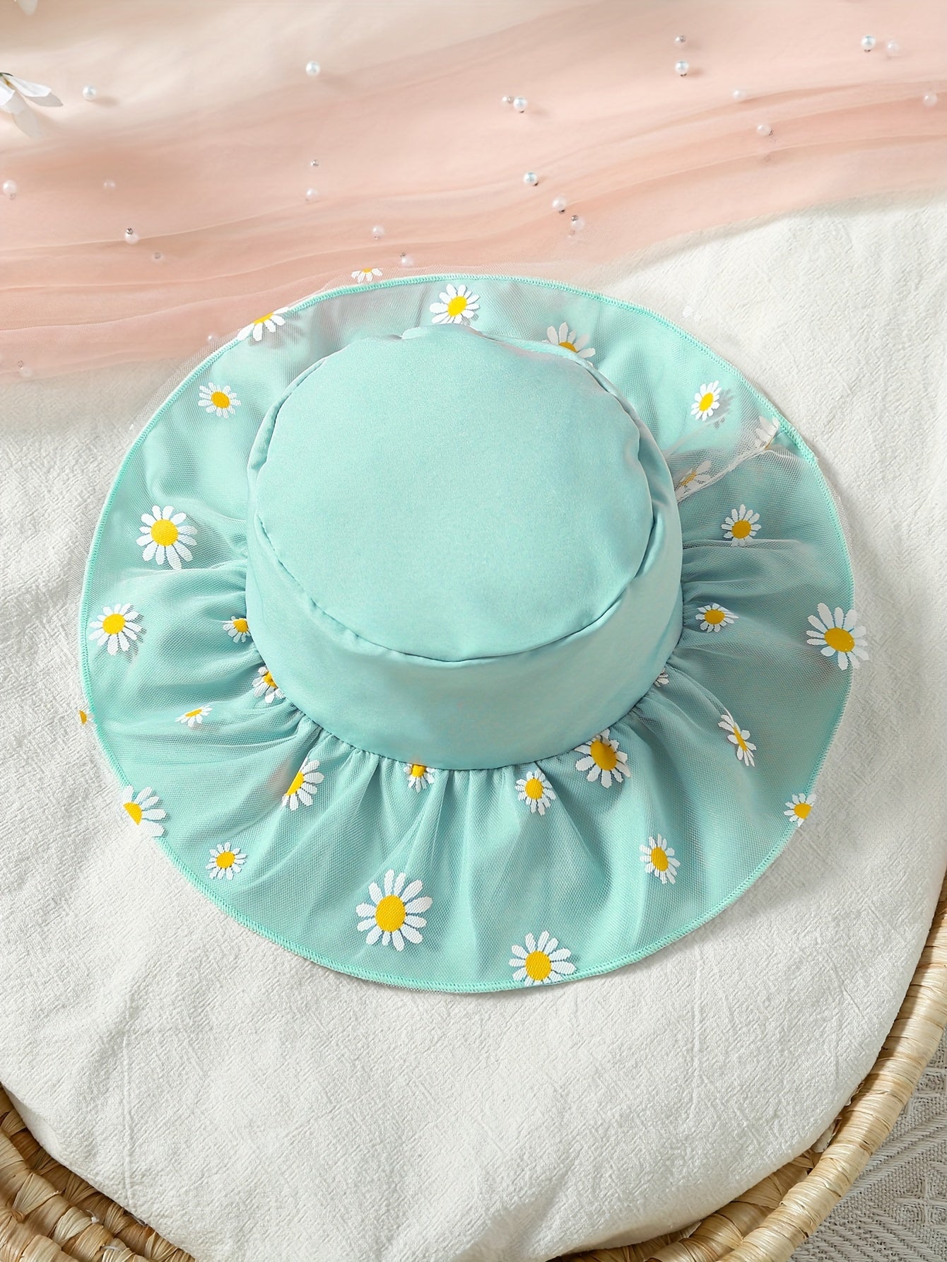 Baby Girls Summer Outfit Daisy Print Bodysuit and Sun Hat Set