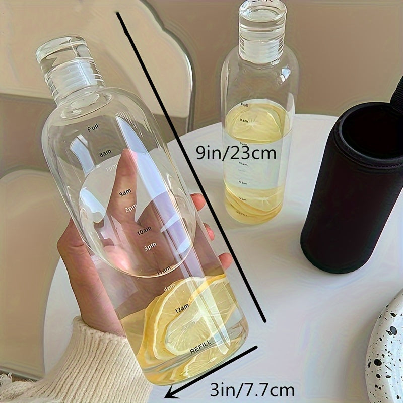 BPA-Free Clear Plastic Water Bottle with Time Marker for Juice and Milk Portable Lightweight
