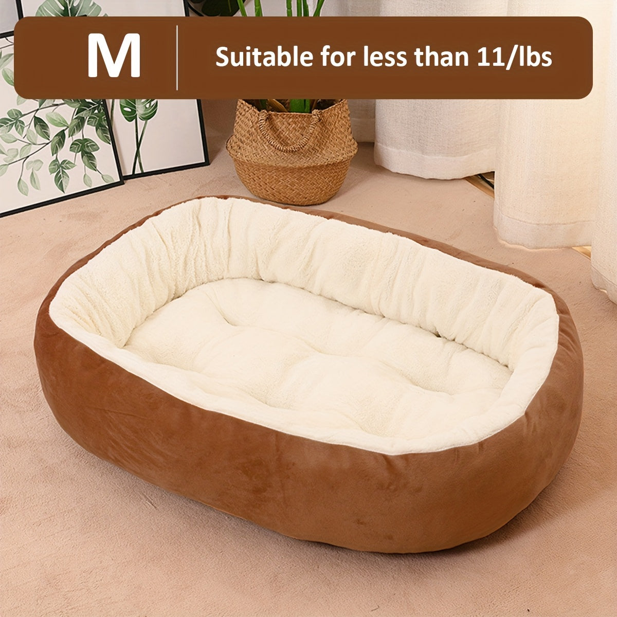 Oval Pet Bed for Small to Medium Dogs Plush Polypropylene Non-Assembled