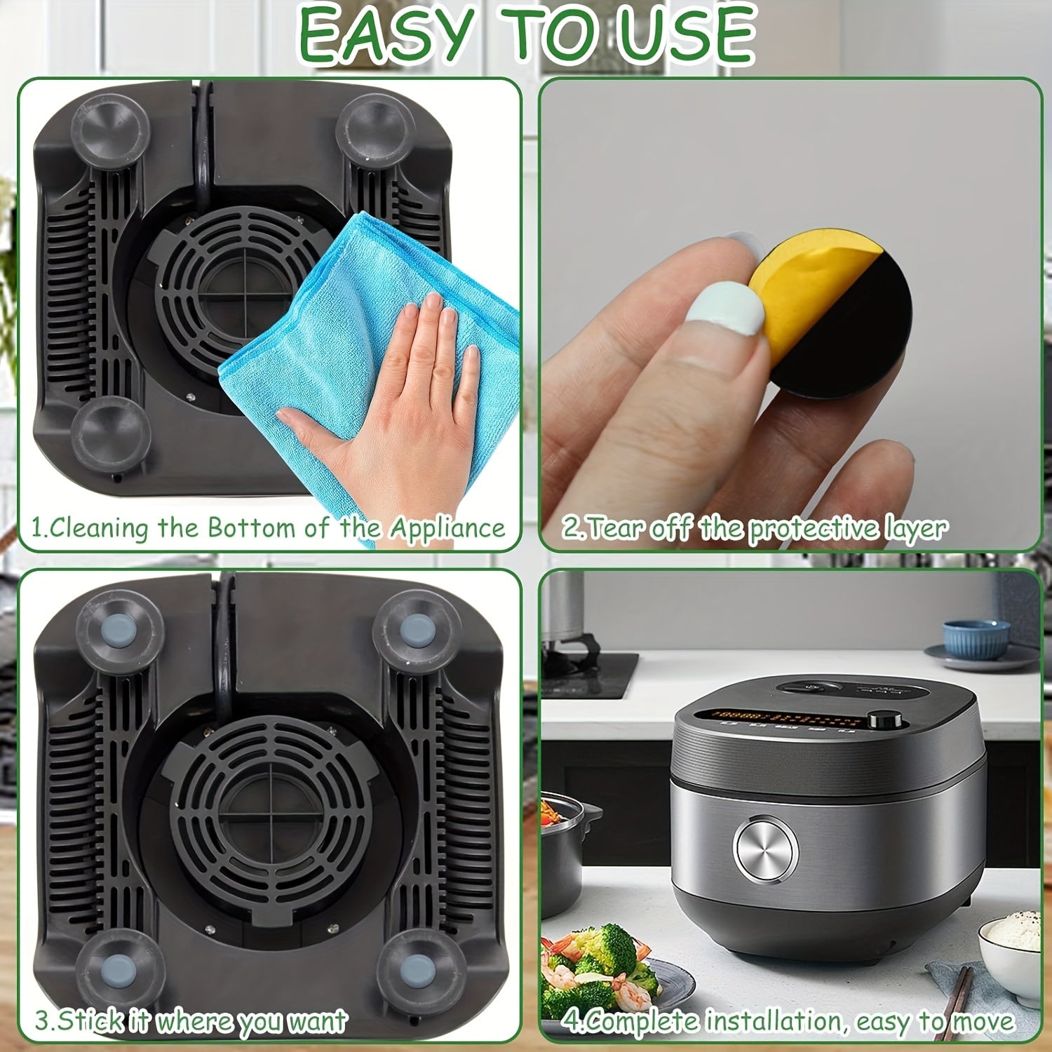 36 piezas de deslizadores autoadhesivos para utensilios de cocina con 3 tamaños para encimeras y electrodomésticos