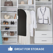 Kostyumlar va kiyimlarni changdan himoya qilish uchun yuqori sifatli zipli kiyim sumkasi, oson tashish uchun qulay tutqichi bilan. Yotoqxona, shkaf yoki sayohat paytida ko'p maqsadli osma tashkilotchi sifatida foydalanish mumkin. Saqlash va