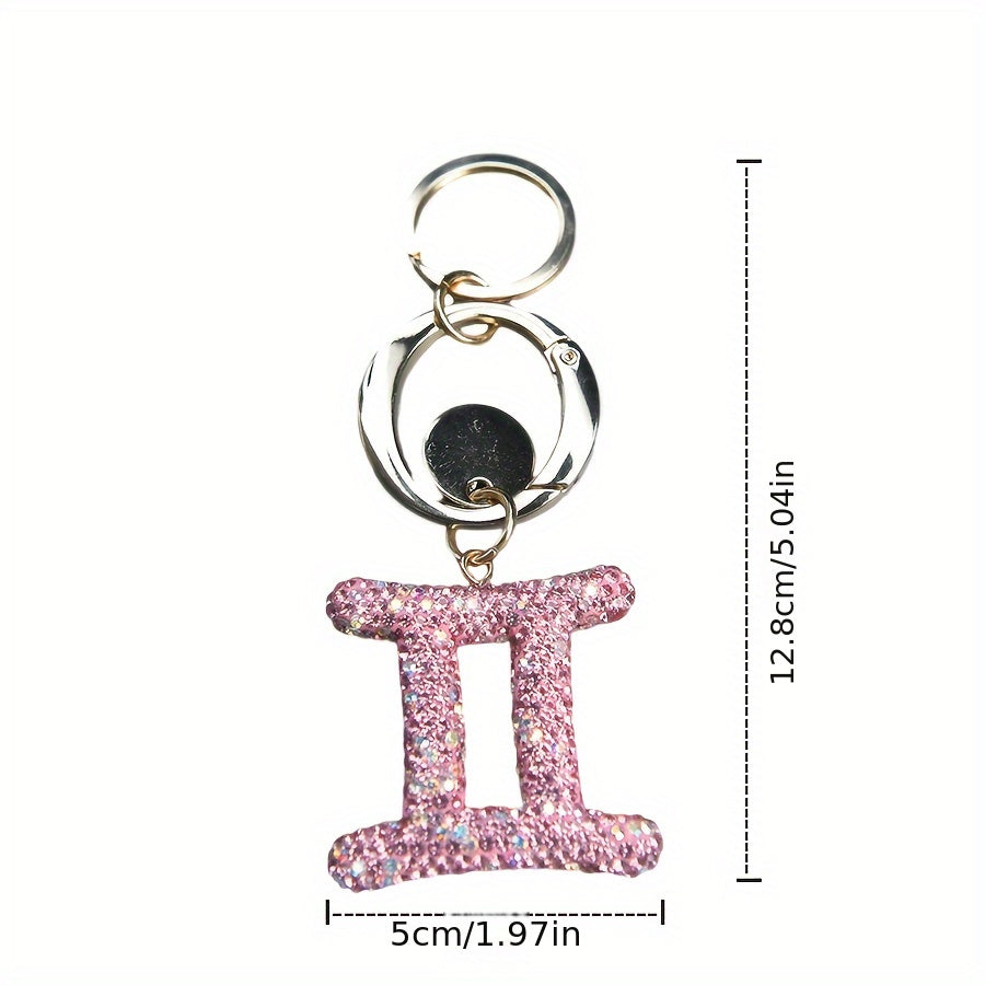 Llavero de resina rosa y metal con cristales para bolsos y mochilas