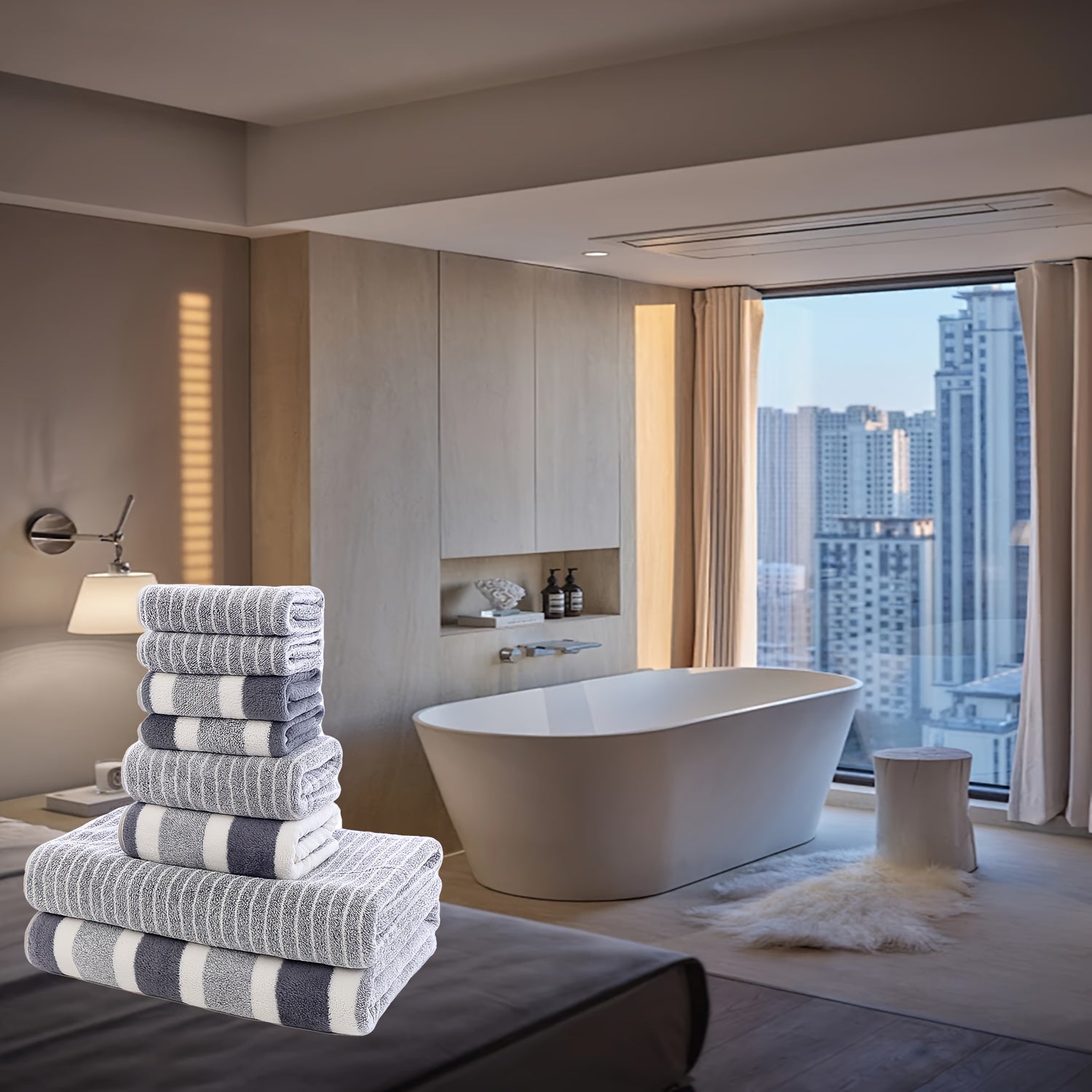 Set of 8 Ultra-Soft Absorbent Towels for Spa Hotel Steam Baths and Foot Therapy