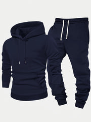 Men's Casual 2-Piece Set Hoodie and Pants Solid Color Long Sleeve Autumn Spring