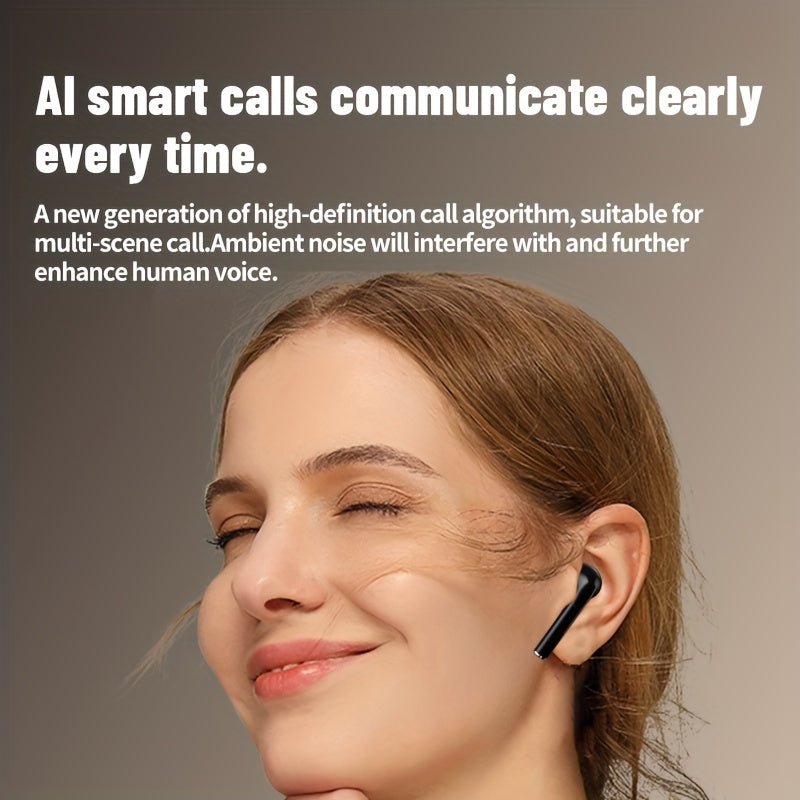 Auriculares inalámbricos con control táctil, aislamiento de sonido, micrófono integrado, batería de larga duración, carga USB-C para llamadas y juegos