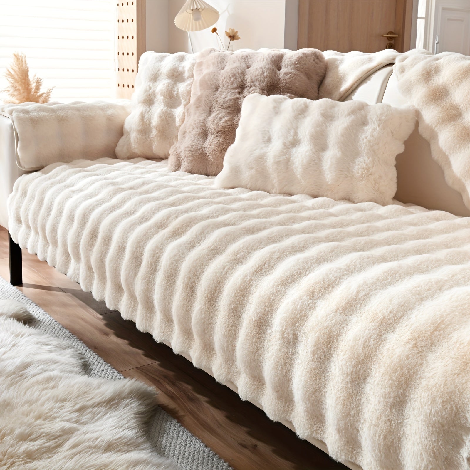 Накидка на диван из флиса для 2-4 местных диванов в 8 цветах, моющаяся в машине, дружелюбная к питомцам, современный дизайн