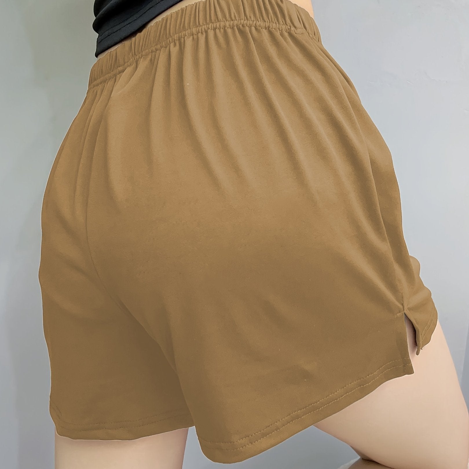 Women's Casual Sleep Shorts Plus Size Solid Elastic Waist Lounge Shorts