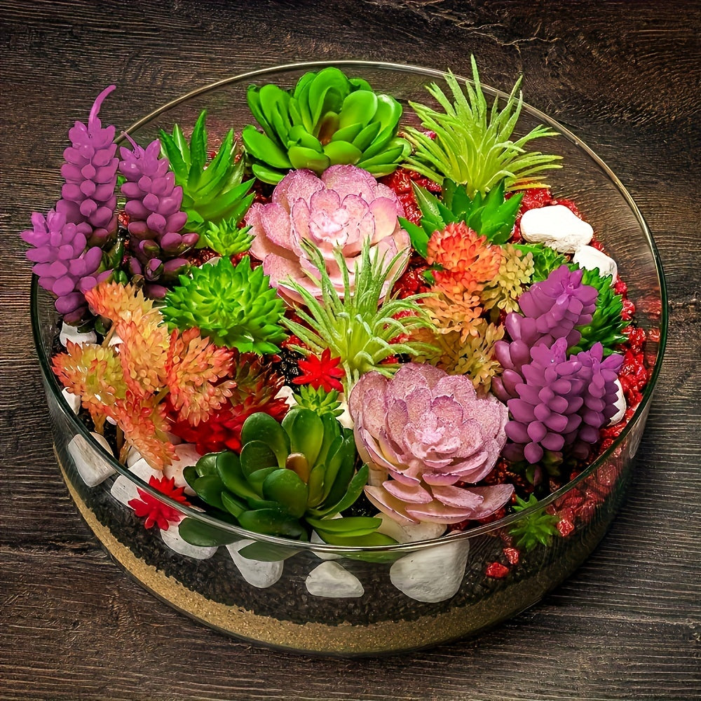 27-Piece Mini DIY Succulent Artificial Plant Arrangements for Indoor Outdoor Decor