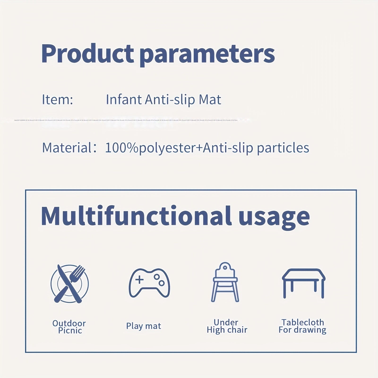 Non-Slip Waterproof Play Mat for Kids 109cm Square with Animal Print and Portable Picnic Blanket