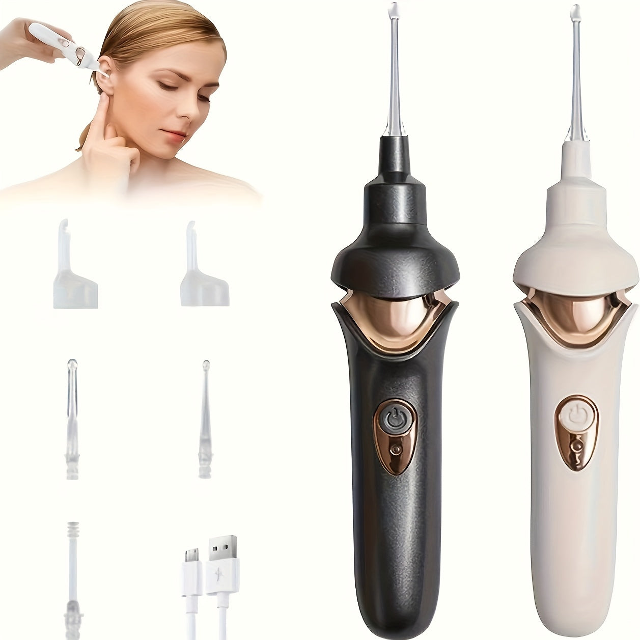 Yengil mumni olib tashlash va quloq parvarishi uchun kattalar uchun yoritilgan elektr quloq qoshiq, yoritilgan tanlov bilan qorong'uda porlaydigan quloq qoshiq to'plami.