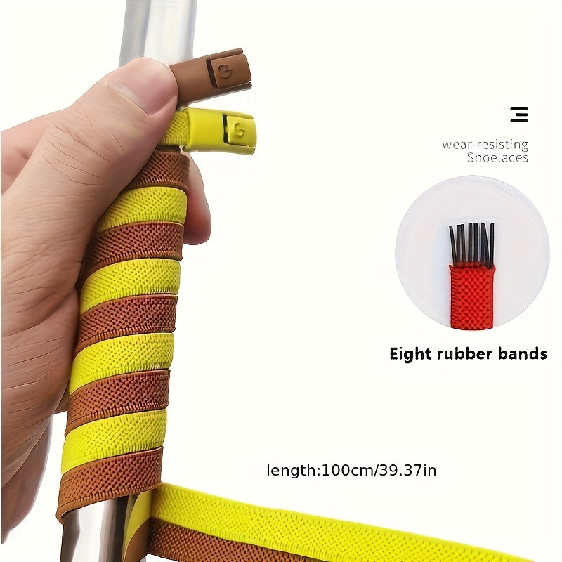 Unisex Elastic No-Tie Shoe Laces with Buckles, 100cm Adjustable