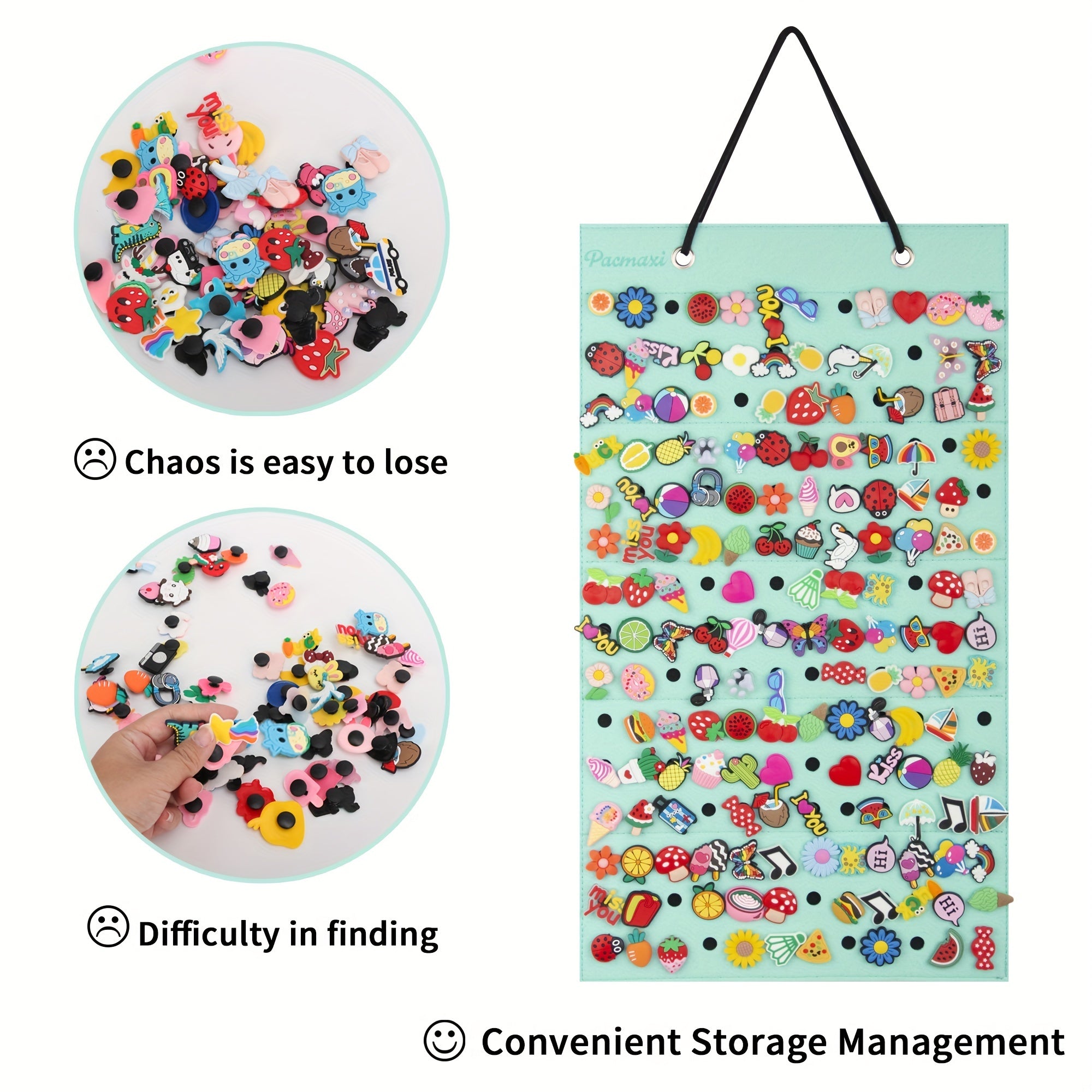 Hanging Shoe Charms Organizer Wall Mount with 180 Holes for Shoe Decorations