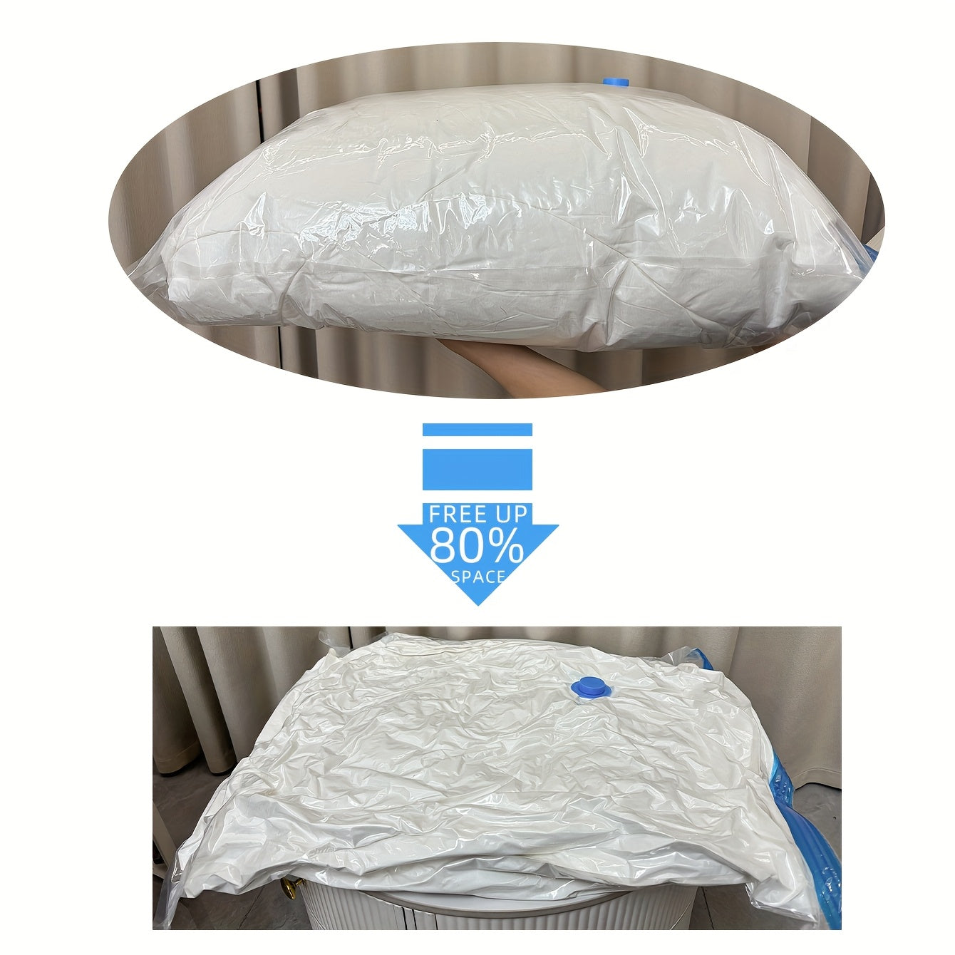 5 ta vakuum siqish saqlash sumkasi to'plami, qo'l pompasi bilan kiyimlar, yostiq va sayohat uchun