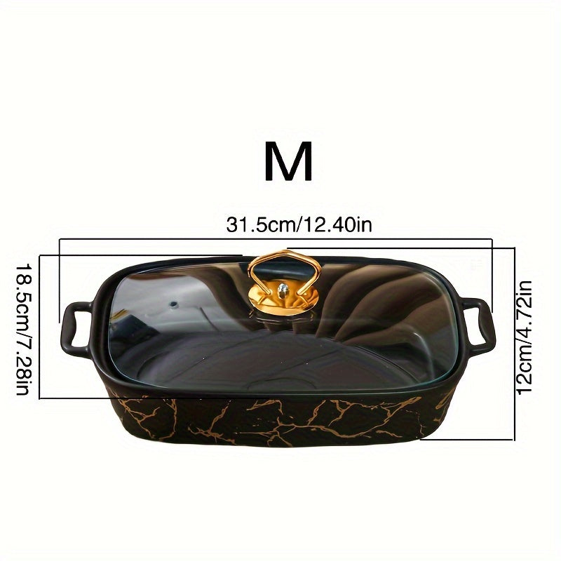 1 шт. Керамическая кастрюля с крышками из стекла - Элегантные и универсальные формы для выпечки и подачи для хлеба, индейки, сыра, пиццы - Идеально подходит для выездных свадеб, вечеринок, подарков и Рождества