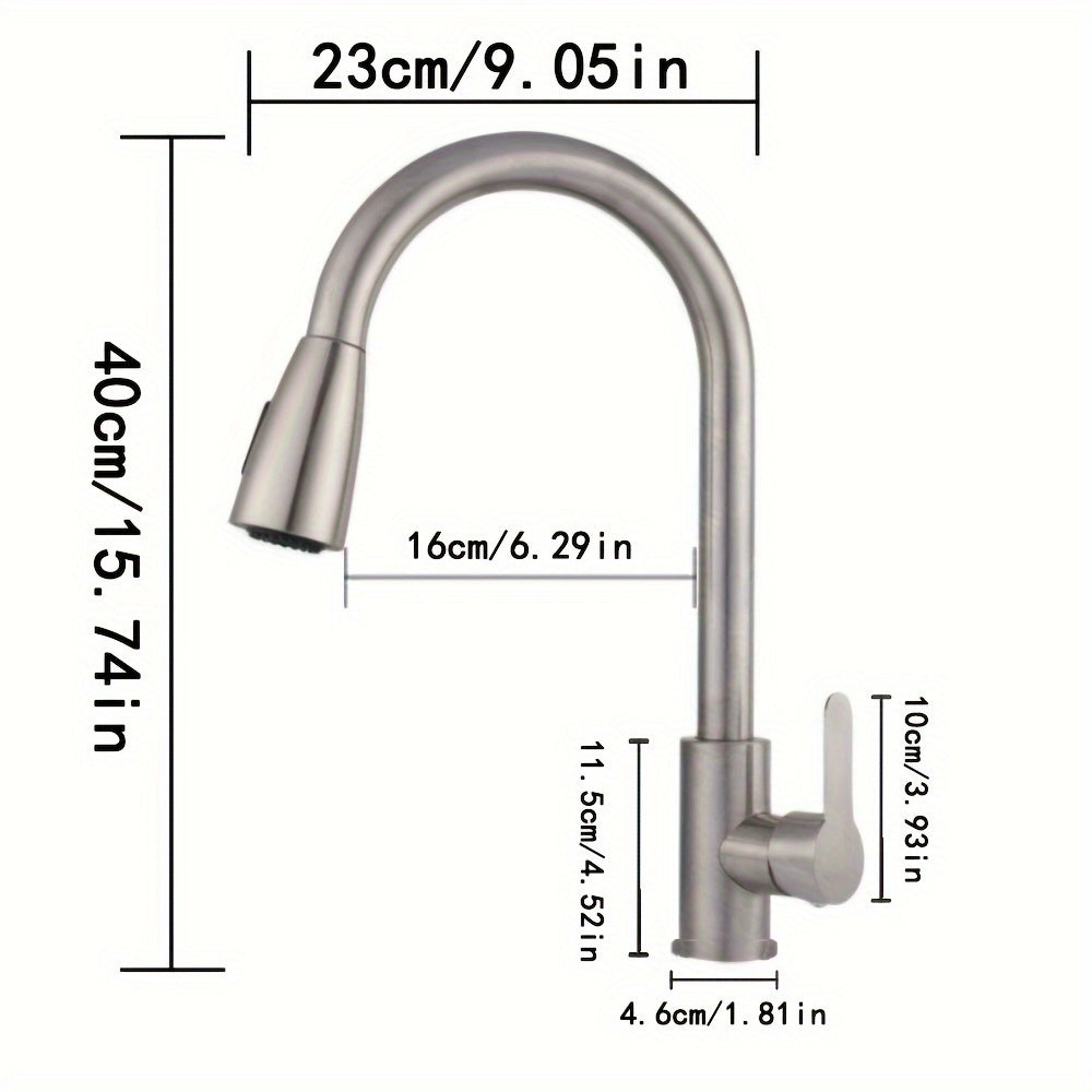 360° Rotating Kitchen Faucet with Hot Cold Water Sprayer Brushed Finish for RVs Campers and Travel Trailers
