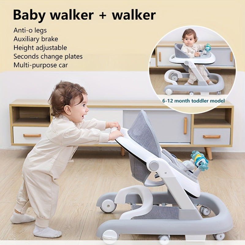 Walker with Wheels and Seat, Learning Walker Helper, Versatile Sitting and Pushing Cart