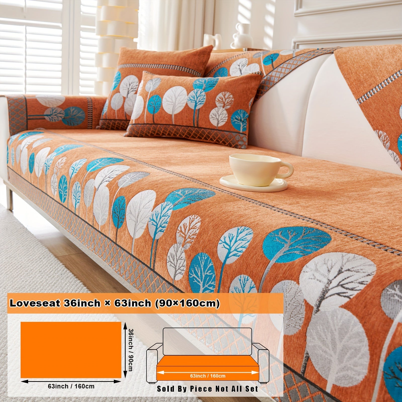 Bohemian Moonlit Trees Sofa Cover for Single to Quadruple Seaters Pet-Friendly Machine Washable Viscose