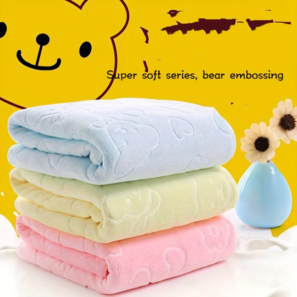 Yumshoq mikrofiber qo'l sochiq, sevimli ayiq dizayni bilan, yuqori singdiruvchi va qalin, hammom uchun ideal, 35.0x75.01 sm, zamonaviy uslub.