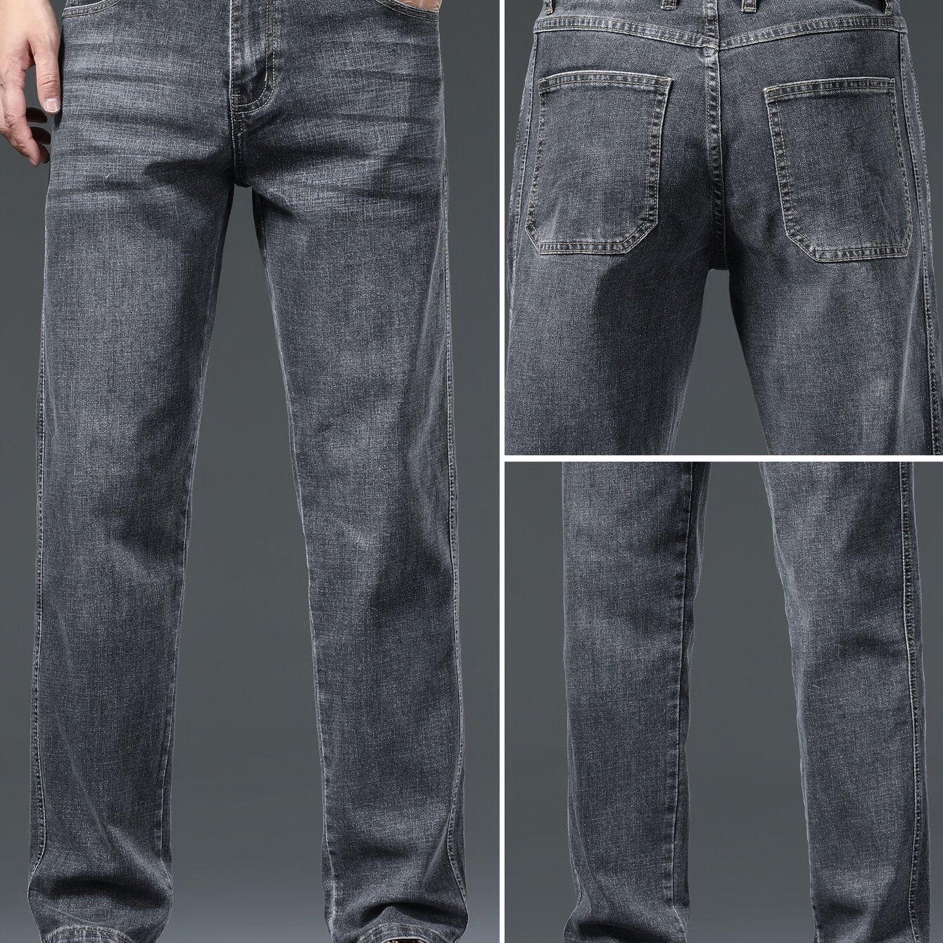 Men's Straight Leg Denim Pants with Pockets Cotton Blend Casual Outdoor Wear