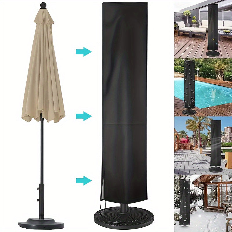 Outdoor Umbrella Cover Black Fabric Drawstring Closure for Gardens Patios Pergolas 6 Sizes