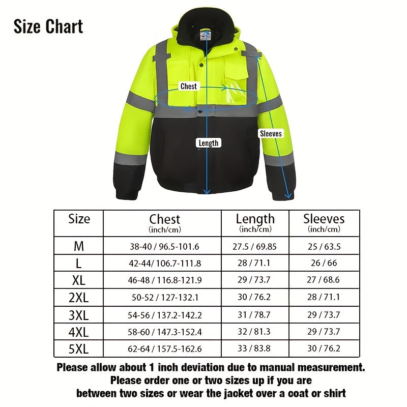 High Visibility Reflective Safety Jacket Waterproof Cold Weather Work Coat for Men and Women