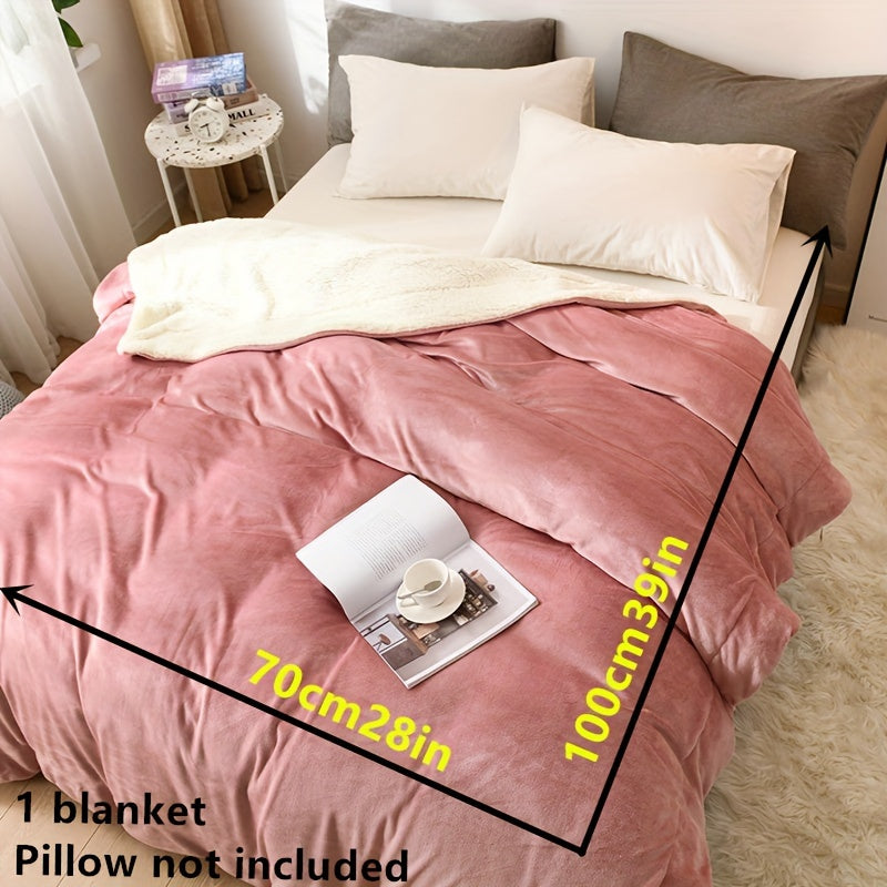 Double-Layer Soft Fleece Blanket for All Seasons Cozy Throw Pink