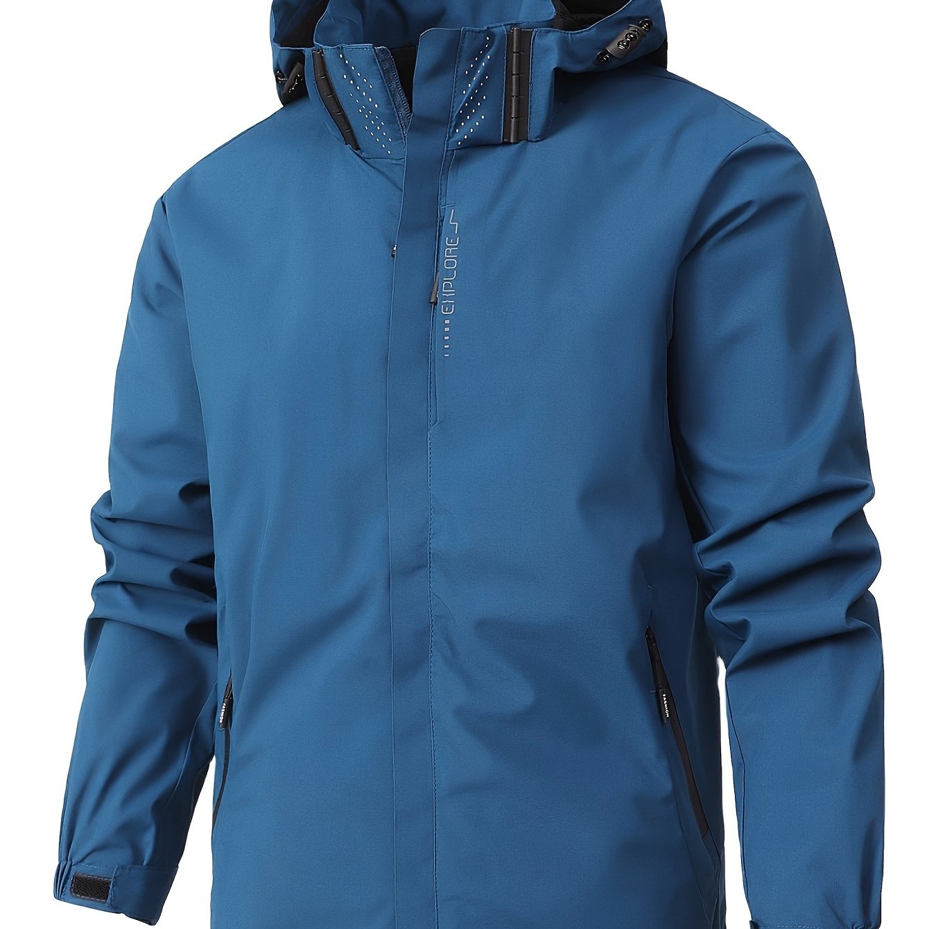 Men's Waterproof Hooded Rain Jacket for Hiking Lightweight Polyester Outdoor Windbreaker