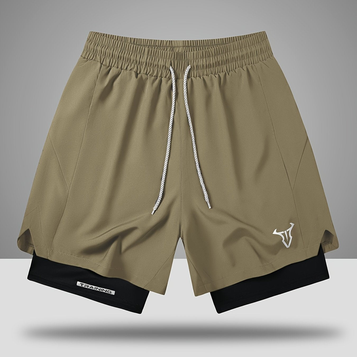 Pantalones cortos deportivos de poliéster con patrón geométrico para hombre, con bolsillos y corte regular