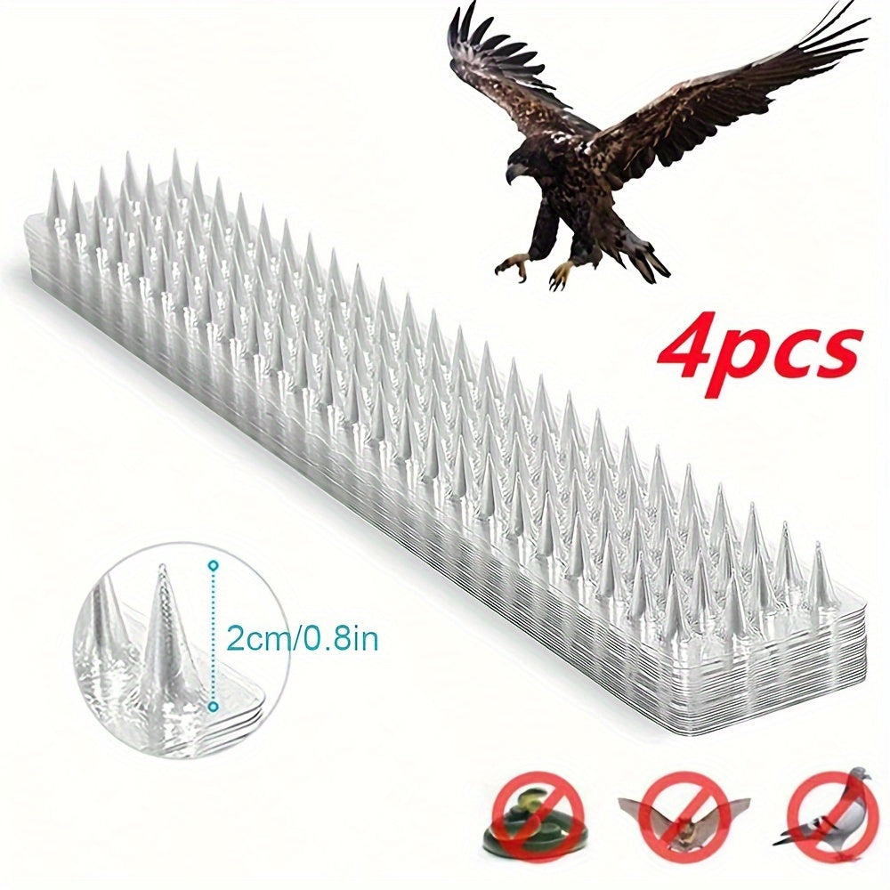 4pcs Outdoor Bird and Cat Deterrent Spikes Pet Safe Plastic Easy Install for Pigeons Squirrels