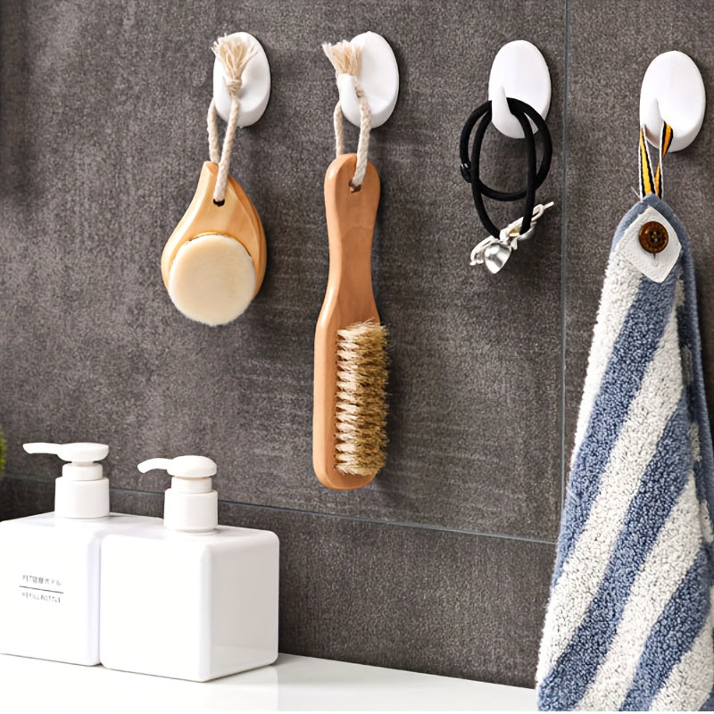 Gancho de pared ovalado de plástico blanco autoadhesivo y sin perforación para almacenamiento