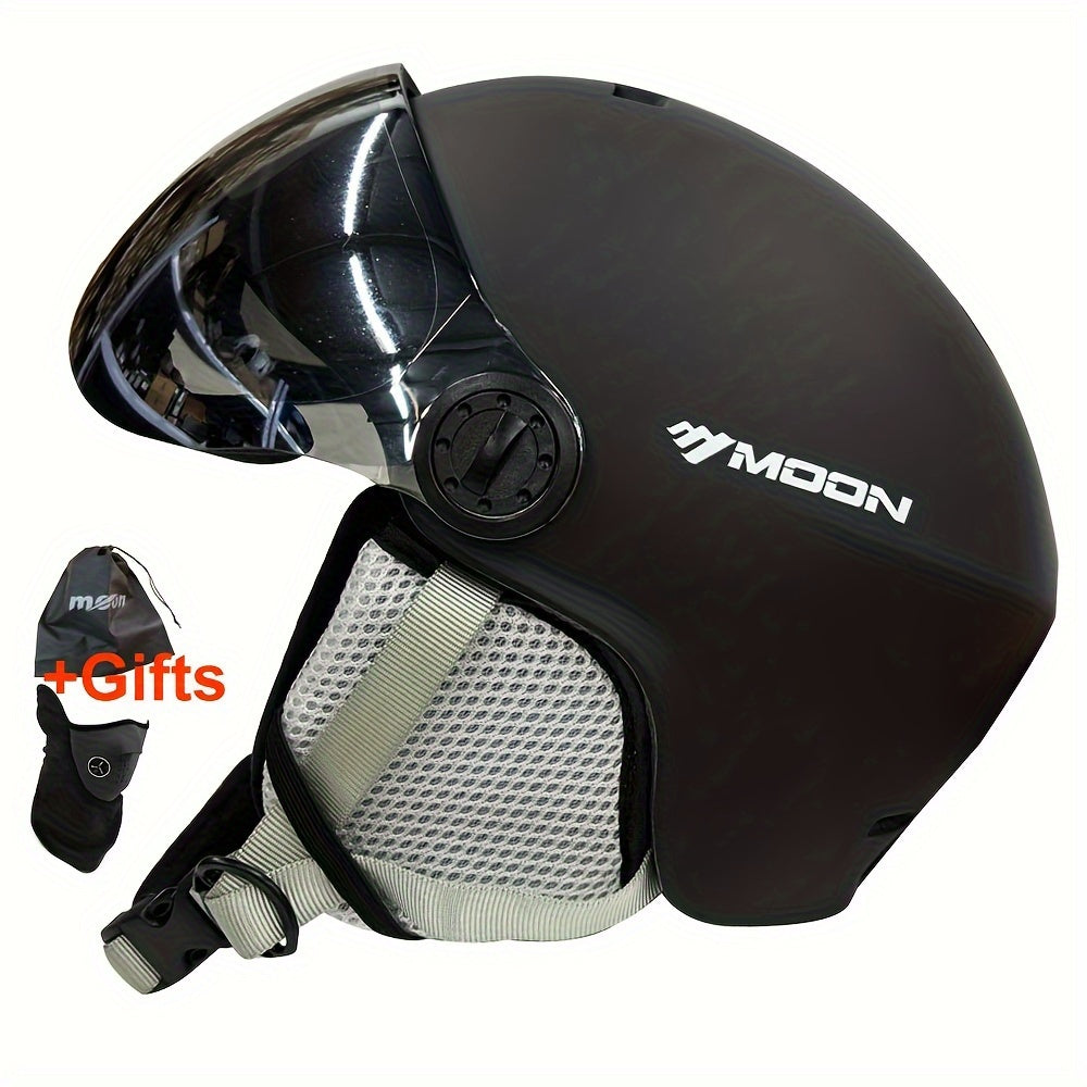 Casco de esquí con gafas de ajuste universal construcción en PC EPS visor para snowboard y patinaje