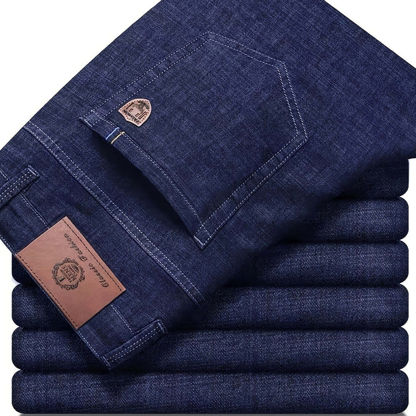 Men's Regular Fit Jeans with Slight Stretch Solid Color Denim for Spring Fall