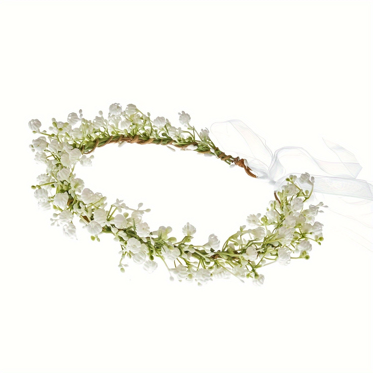 Artificial Baby's Breath Flower Crown Headband Floral Headpiece for Weddings Parties Festivals