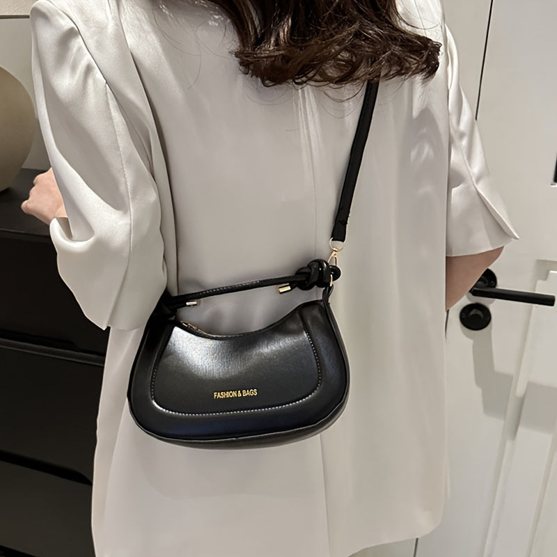 Women's PU Mini Shoulder Bag with Adjustable Strap and Zipper Closure in White or Black