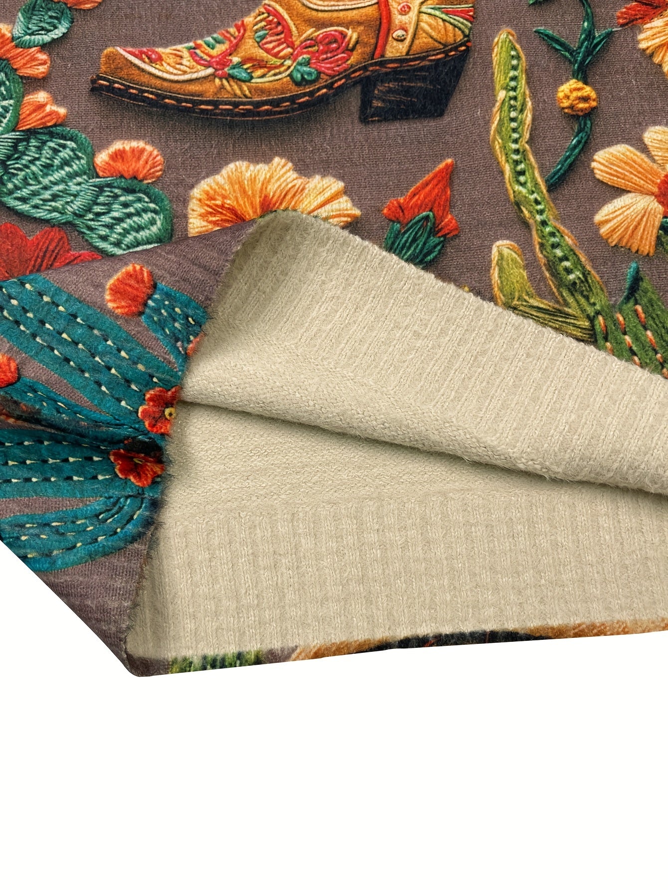 Plus Size Women's Western Cowboy Knit Sweater Cactus Floral Print