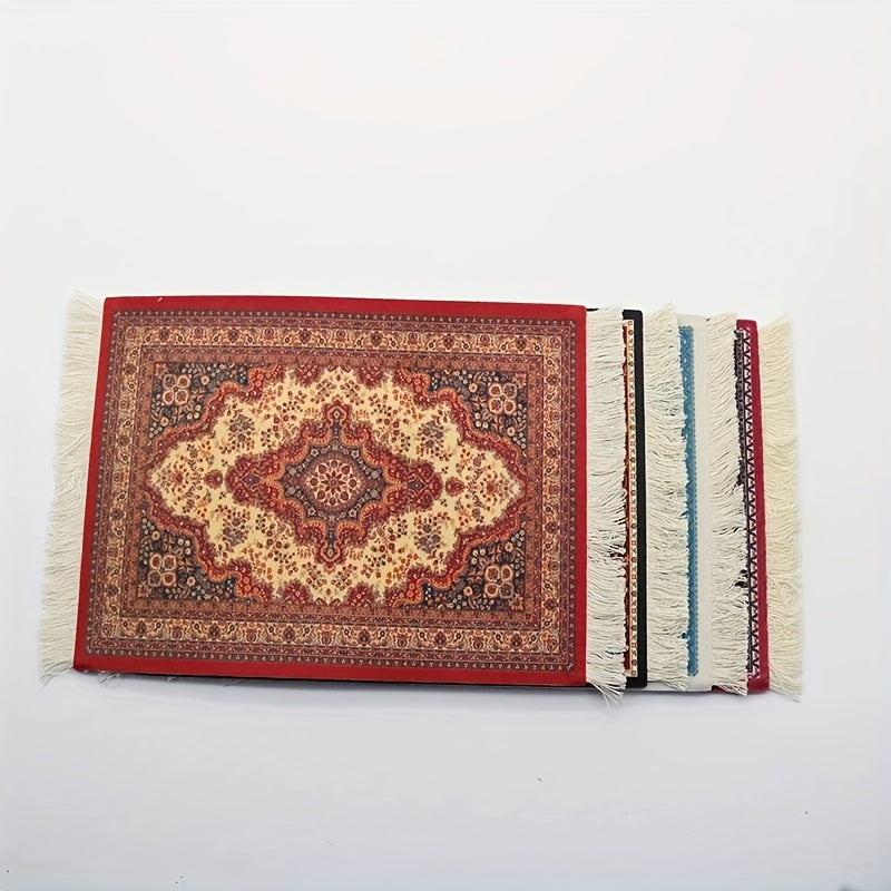 Alfombrilla de ratón de silicona trenzada mini persa estilo retro para oficina y decoración de escritorio