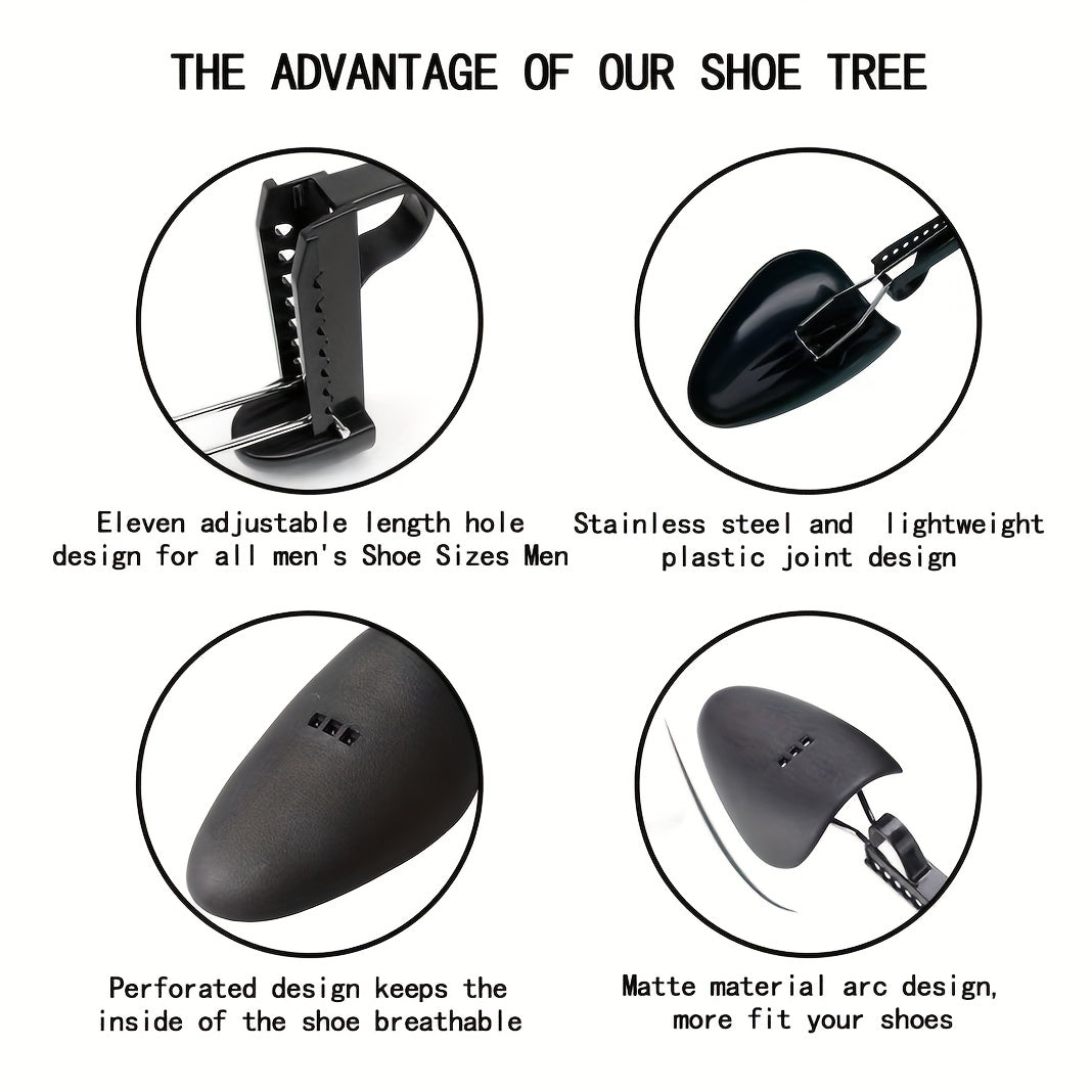 Men's Dress Shoe Stretchers with Suede Rubber Brush, Adjustable, Includes Laces and Cleaning Tools